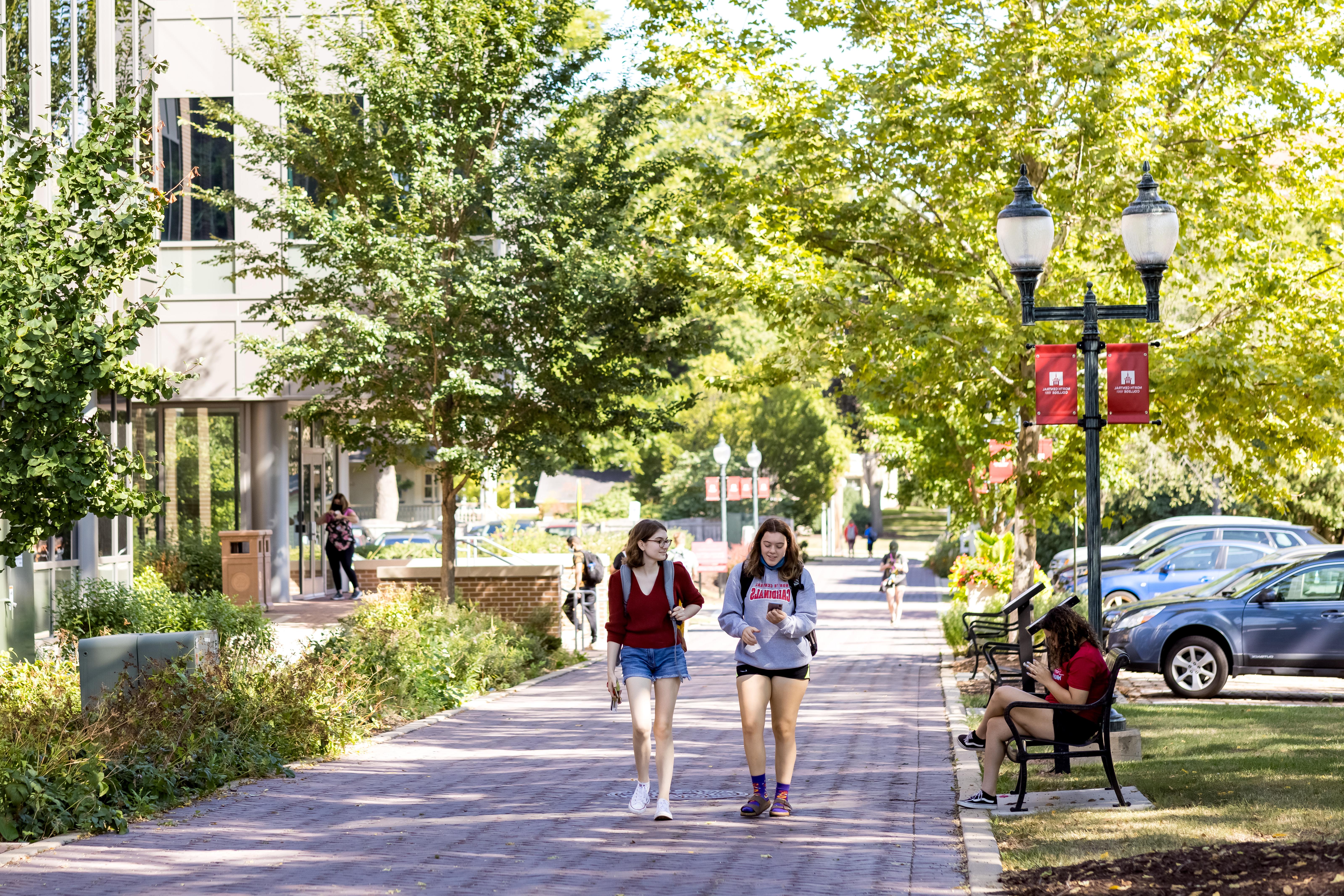 Students walking on campus