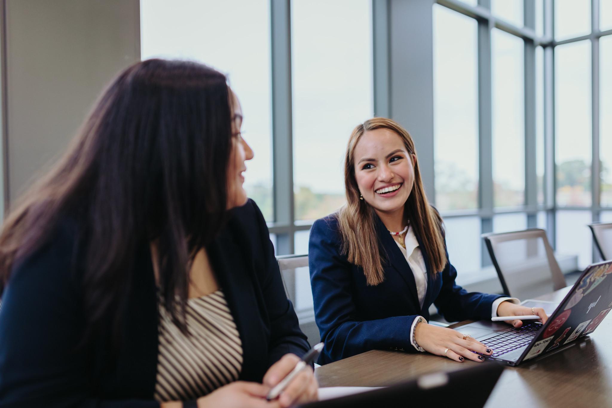 Students in business attire