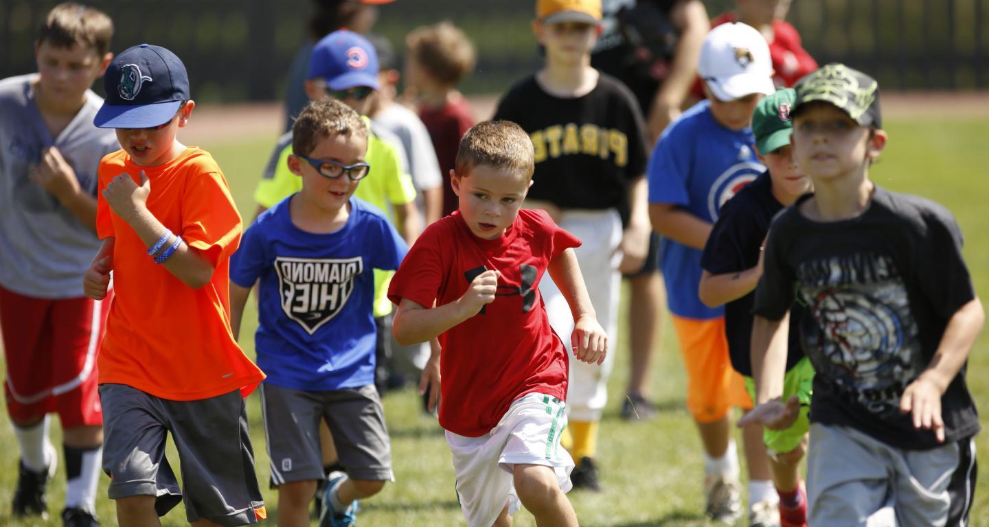 children running at camp