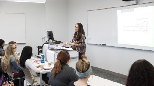 Professor talking in front of class