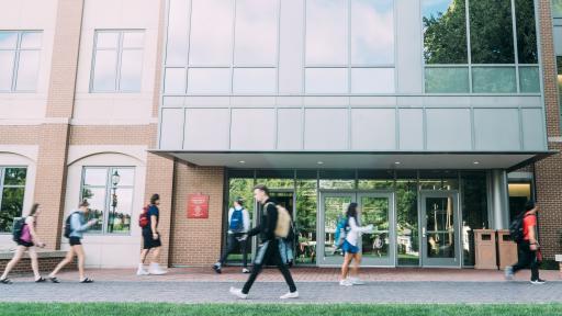 students walking on campus