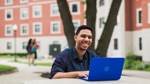 student studying online