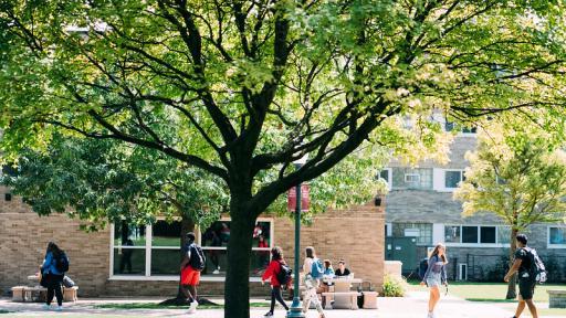 Students walking on campus