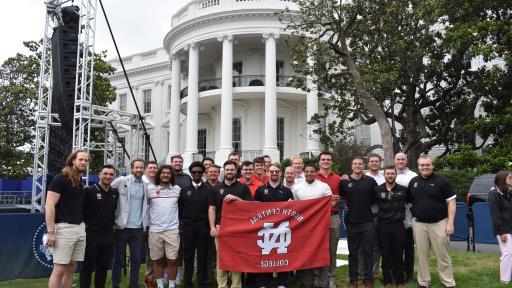 The North Cenral College football team on the White House's South Lawn.