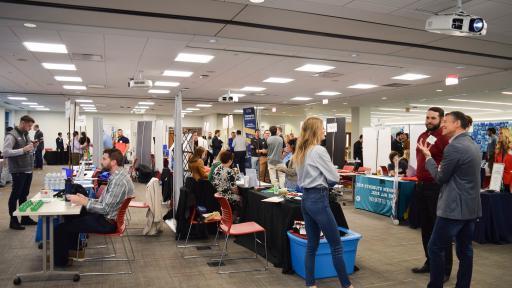 A North Central College student job fair.