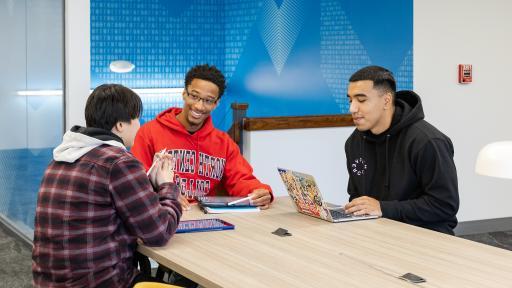 North Central College students working in the library.